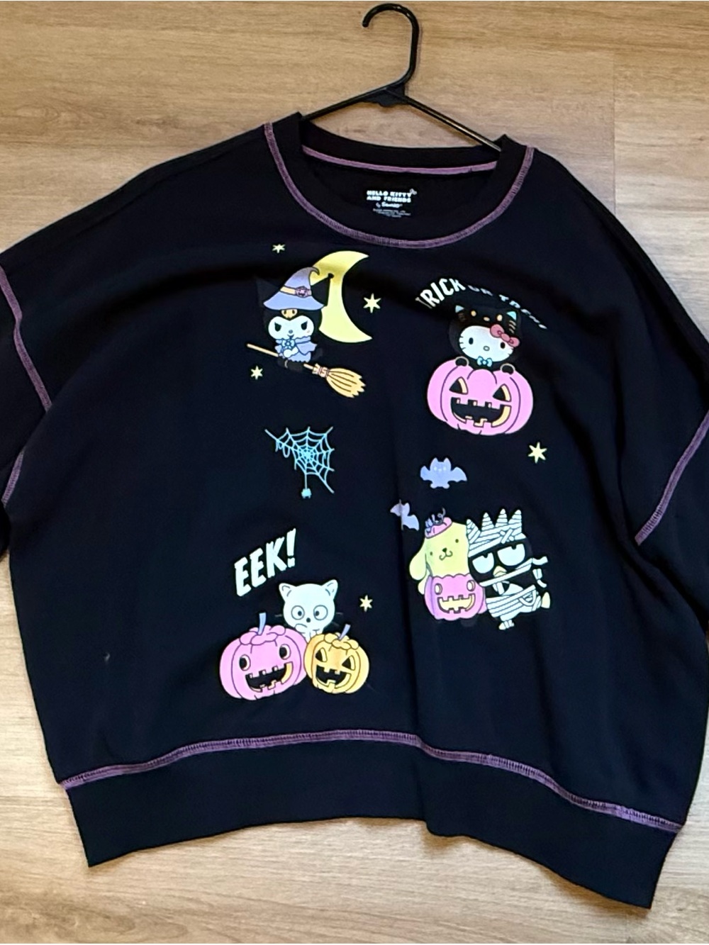 Sanrio Halloween Kids Sweatshirt with Pink and Yellow Pumpkin Graphics